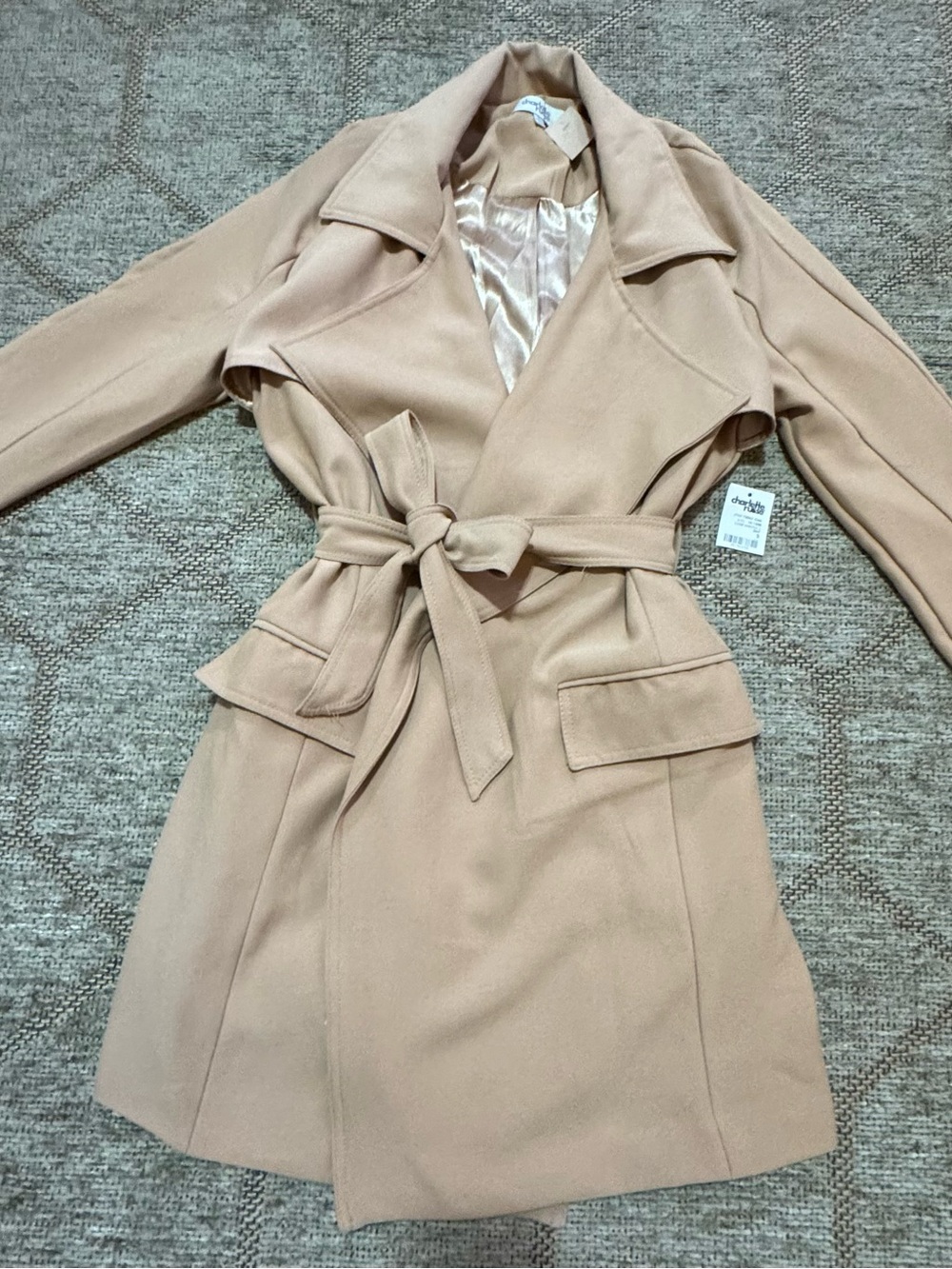 Charlotte Russe Women’s Cream Trench Coat Size S New Lightweight Belted Jacket